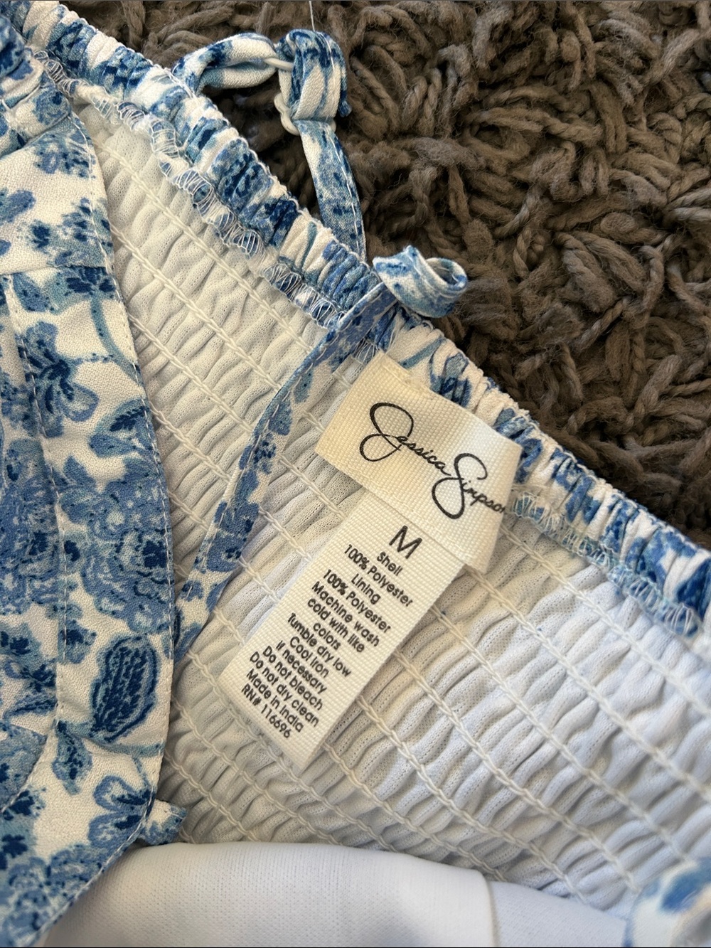 Jessica Simpson Blue Floral Spaghetti-Strap Sundress MIDI Size Medium NWOT - Picture 5 of 9